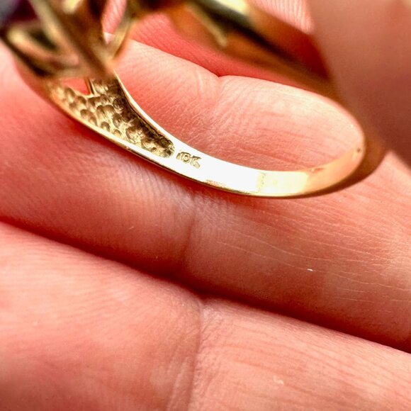 Unique Womens Ring 14K Gold Garnet Citrine 4 Grams Size 7 Estate Jewelry - Picture 4 of 5